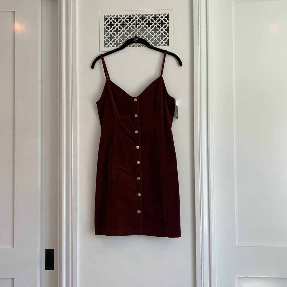 Corduroy Button Front Mini Dress
